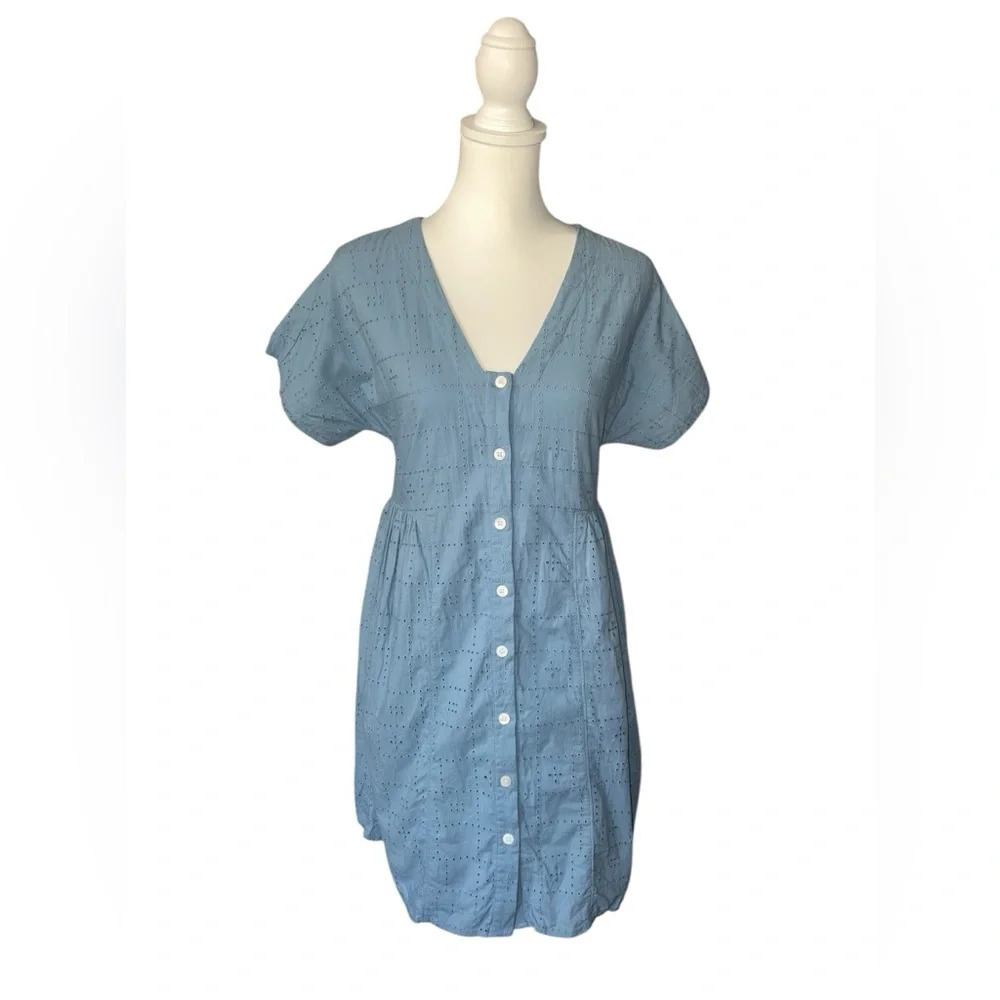MADEWELL - Button-Front V-Neck Mini Dress Sz XXS - Picture 2 of 11
